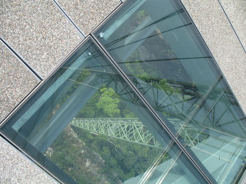 Skywalk bridge glass flooring