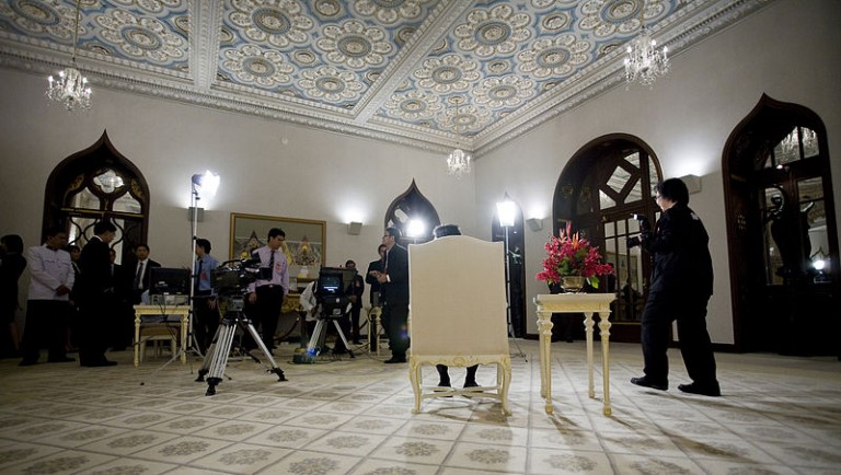 Reporters at the Government building