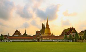 The Grand Palace and Wat Phra Kaew or the Temple of the Emerald Buddha as seen from the Outer Court