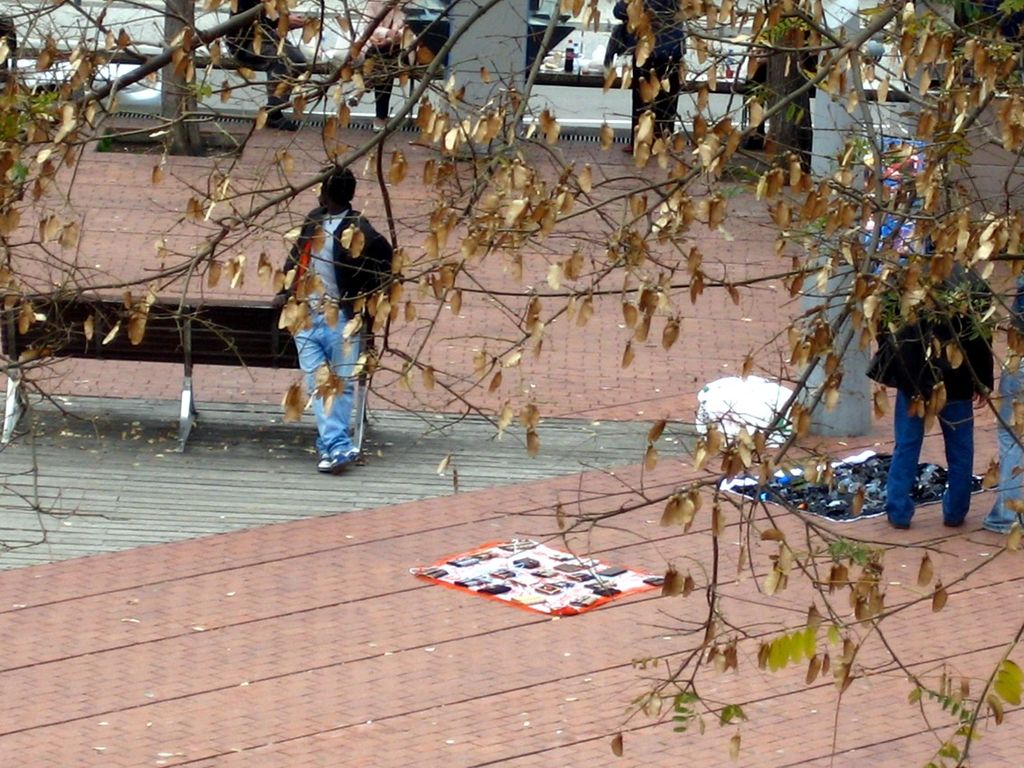 Illegal African migrants selling fake goods in Barcelona, Catalonia, Spain