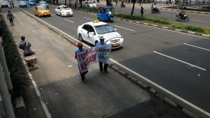 Demonstration to protest online based transportation in Jakarta, Indonesia