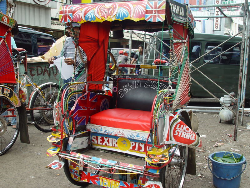 Cycle rickshaws in Indonesia