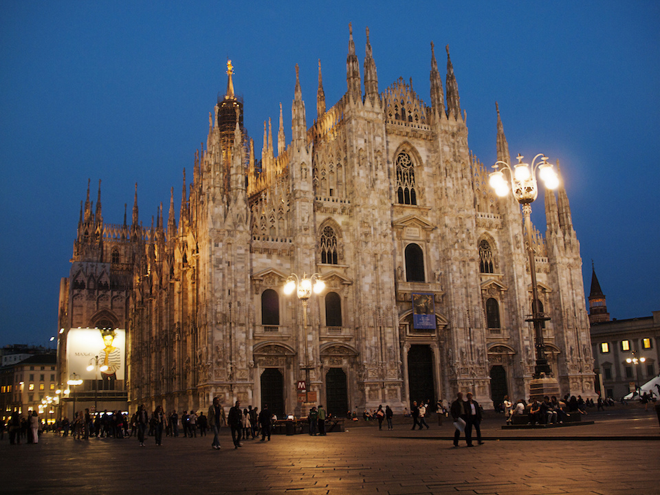 The Milan Cathedral (Duomo di Milano) pictured at night