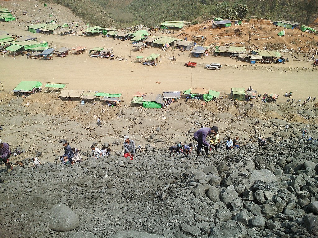 Young people hardworking at Jade mine in Kachin State, Myanmar