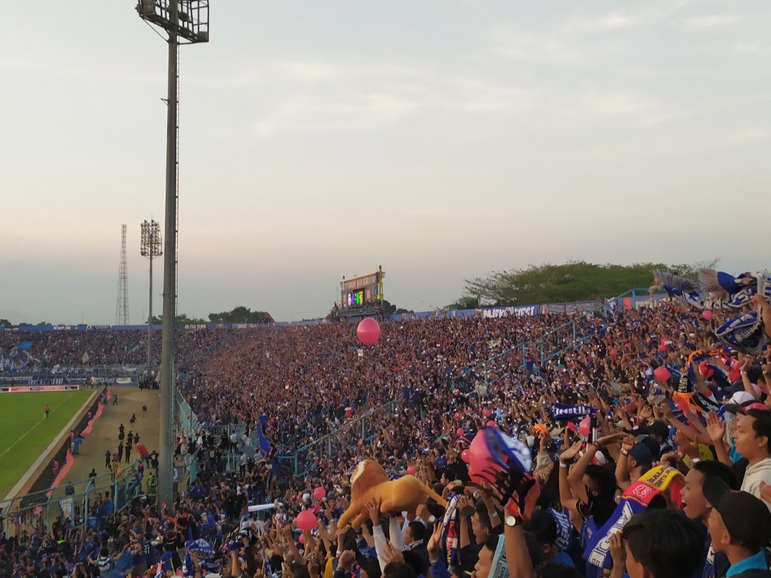 Fans of Arema F.C. at Kanjuruhan Stadium in Kepanjen, East Java, Indonesia