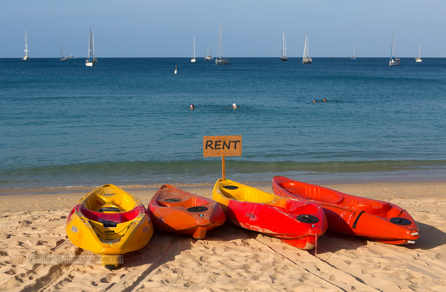 Kayaks on Nai Harn Beach, Phuket island.