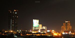 Khon Kaen skyline at night with views of The Houze Condo and nd 5 star hotel Pullman Hotel