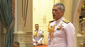 His Majesty the King at the Royal Palace at Ampornsathan Hall, Dusit Palace.
