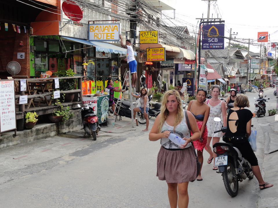 Tourists at Haad Rin street in Koh Phangan