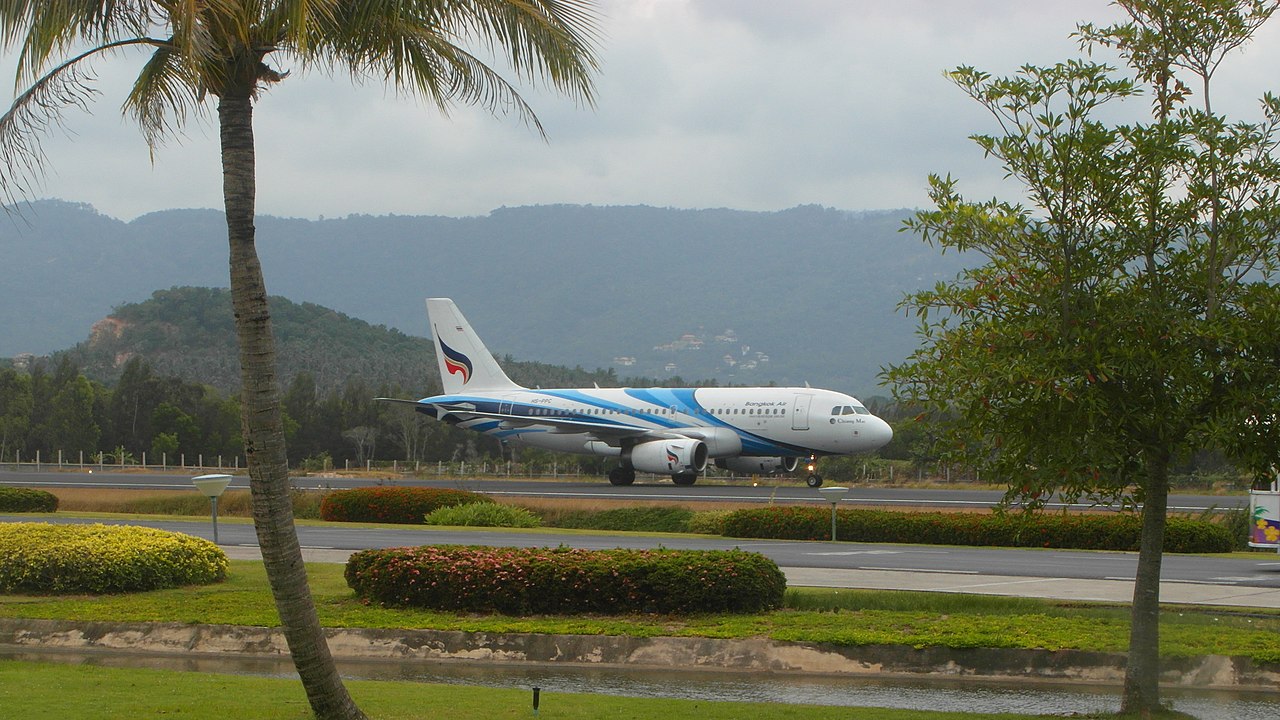 Aircraft ready for take-off at Koh Samui Airport