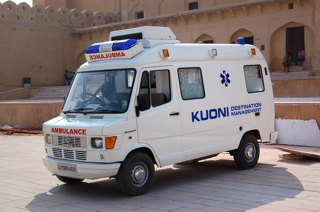 Kuoni ambulance at the Amer Fort in Rajasthan, India