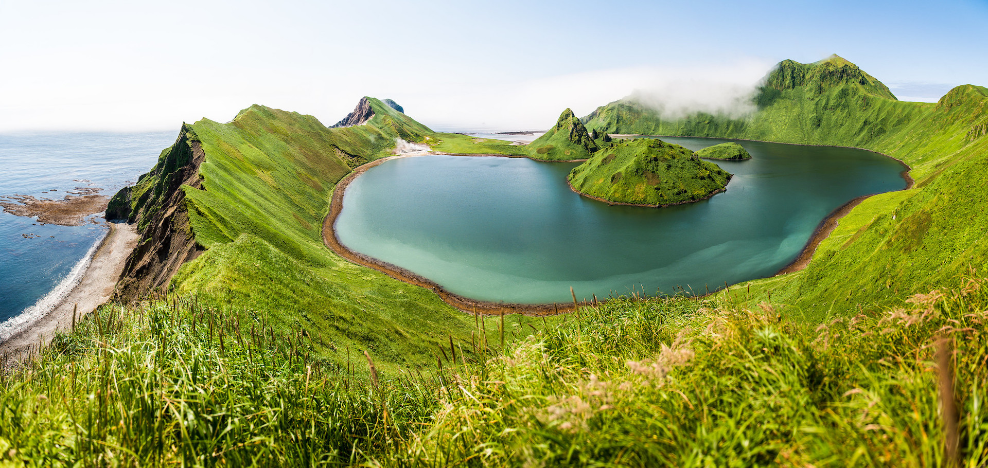 Ushishir, an uninhabited volcanic island located in the centre of the Kuril Islands