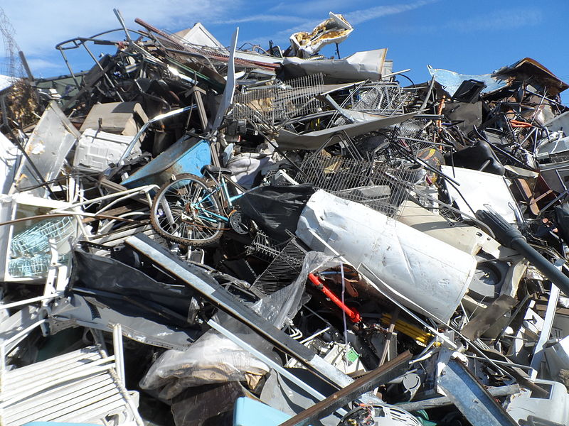Scrap metal and waste at landfill