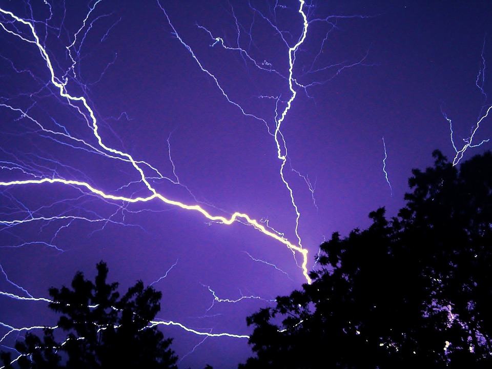 Lightning during a heavy storm