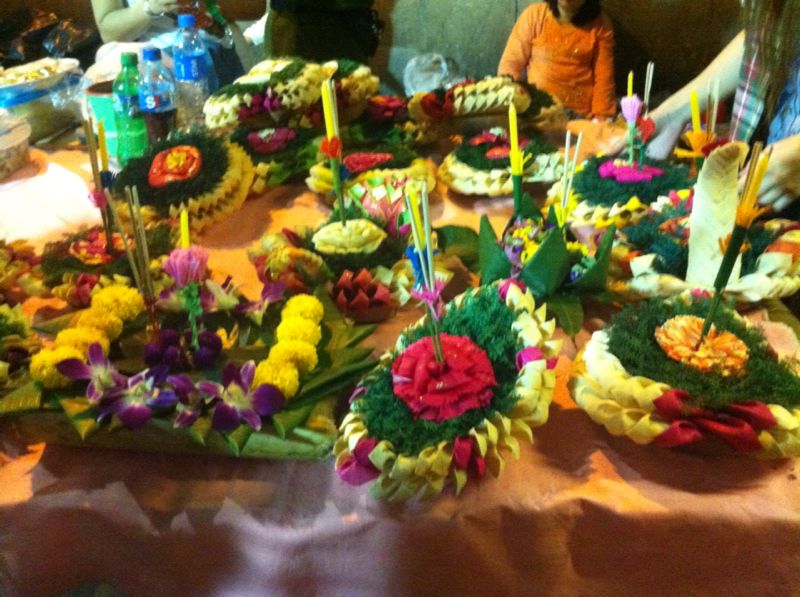 Artistic Krathongs for the Loy Krathong Festival in Thailand