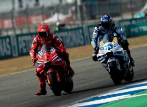 Brothers Marc Marquez and Alex Marquez during the Thailand Grand Prix at the Chang circuit in Buriram.
