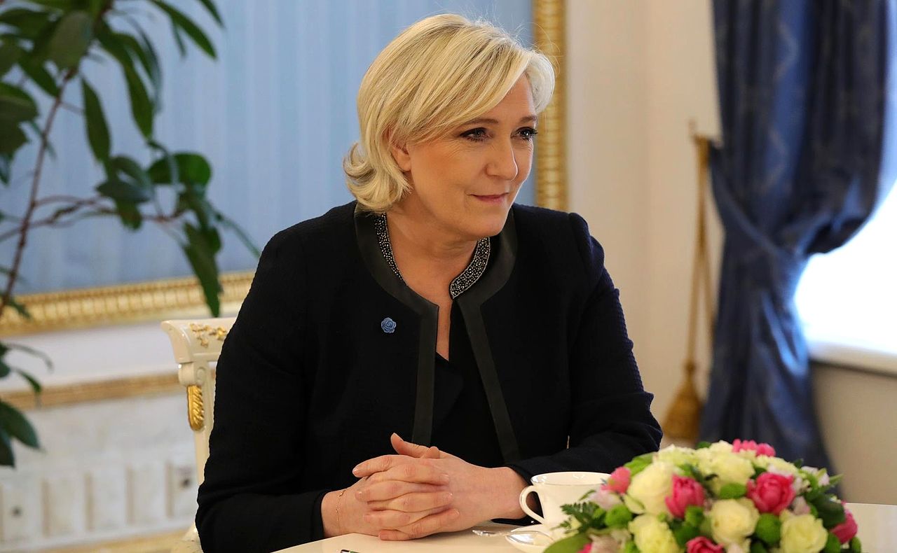French National Front political party leader Marine Le Pen during a meeting with Russian President Vladimir Putin