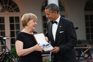 Angela Merkel and Barak Hussein Obama