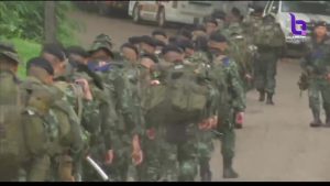Royal Thai Army soldiers assisting in the Tham Luang cave rescue operations