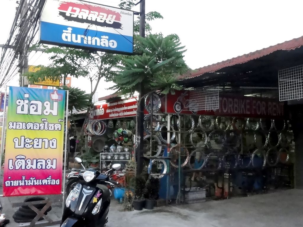 Motorcycle repair shop in Thailand