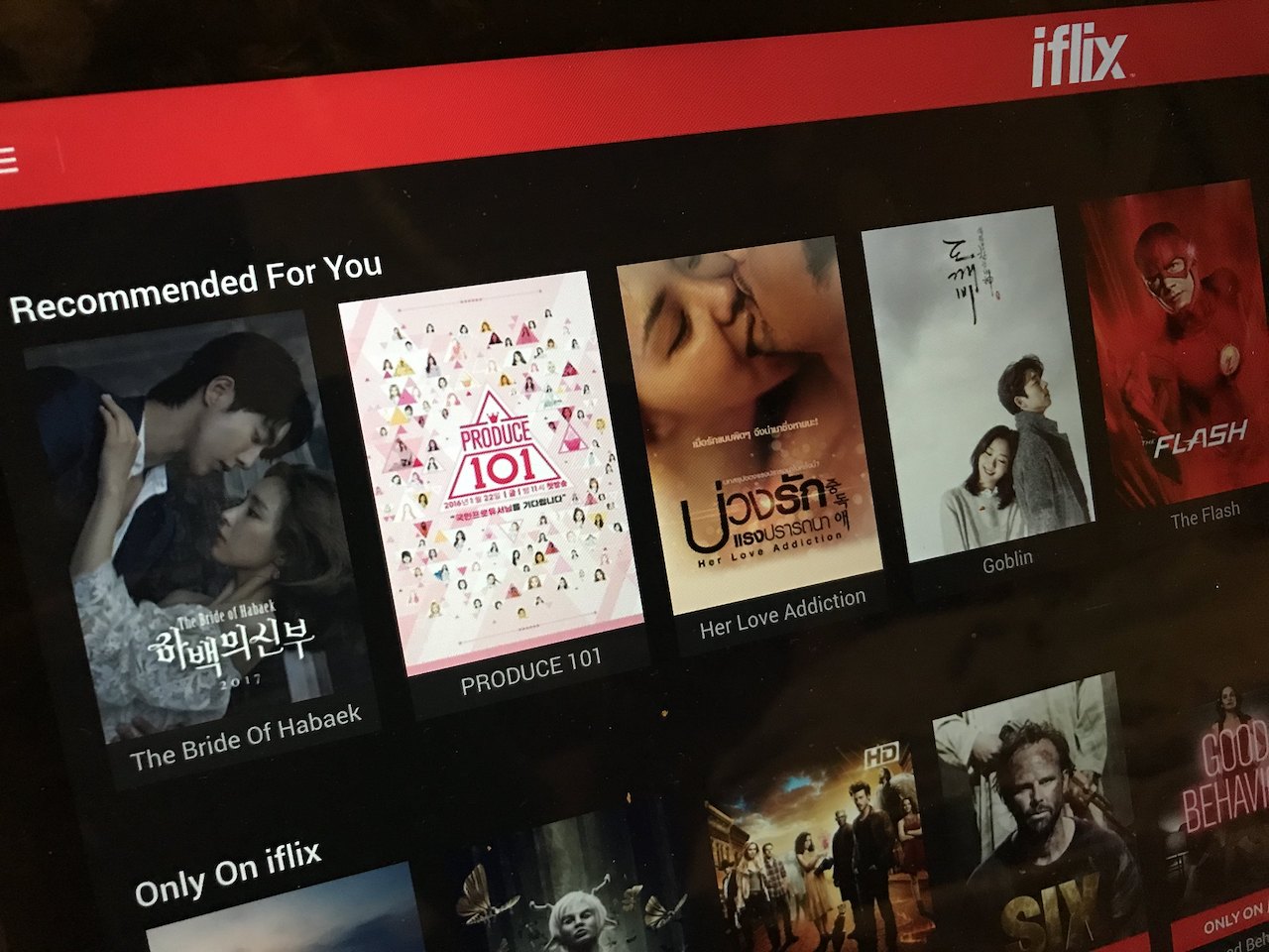Movies from Iflix in Thailand.