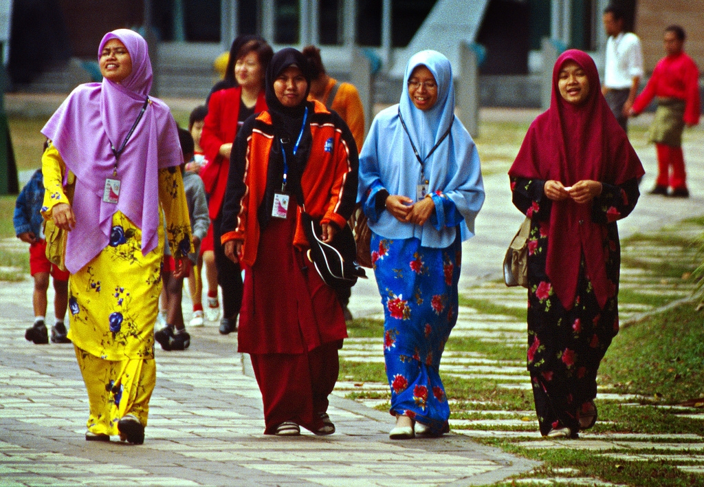 Colorful Islamic Malay Women in Kuala Lumpur