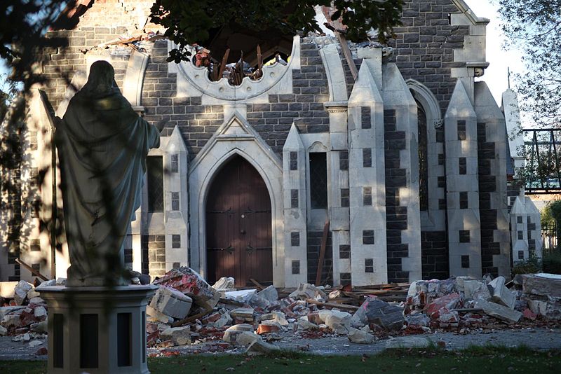 Christchurch in New Zealand after a powerful earthquake