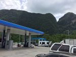 View of a PTT gas station in Thai Chang, Mueang Phang-nga District.