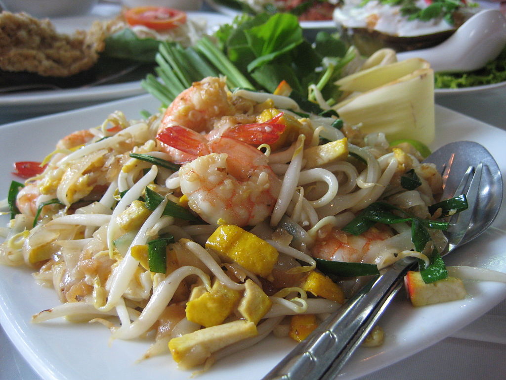 Pad thai stir-fried rice noodle dish, served in Bangkok