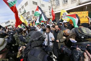 Palestinians demonstrate in the 20th anniversary of the Massacre of Hebron