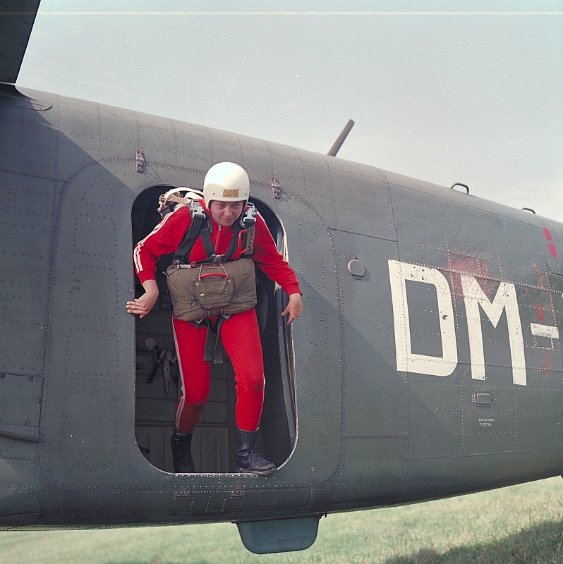 Man jumping from a plane