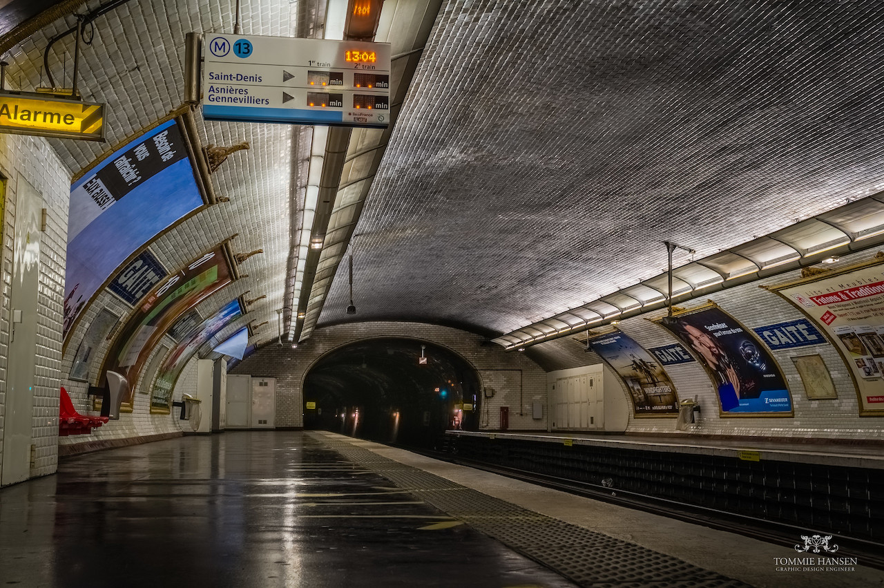 Gaite subway station in Paris, France.