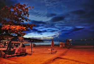 Patong Beach in Phuket at night.