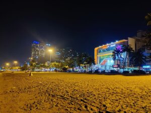 Night view of Pattaya beach.