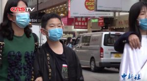 People wearing masks in Hong Kong for COVID-19 coronavirus outbreak