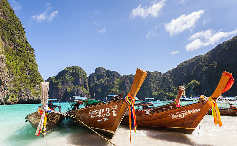 Long-tail boats at Maya Beach, Koh Phi Phi