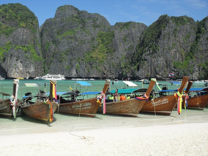 Long tail boats on Maya Beach, Phi Phi Islands