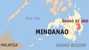 Map of Davao in Mindanao, Philippines