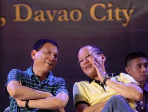 President Benigno S. Aquino III converses with Davao City Vice Mayor Rodrigo Duterte