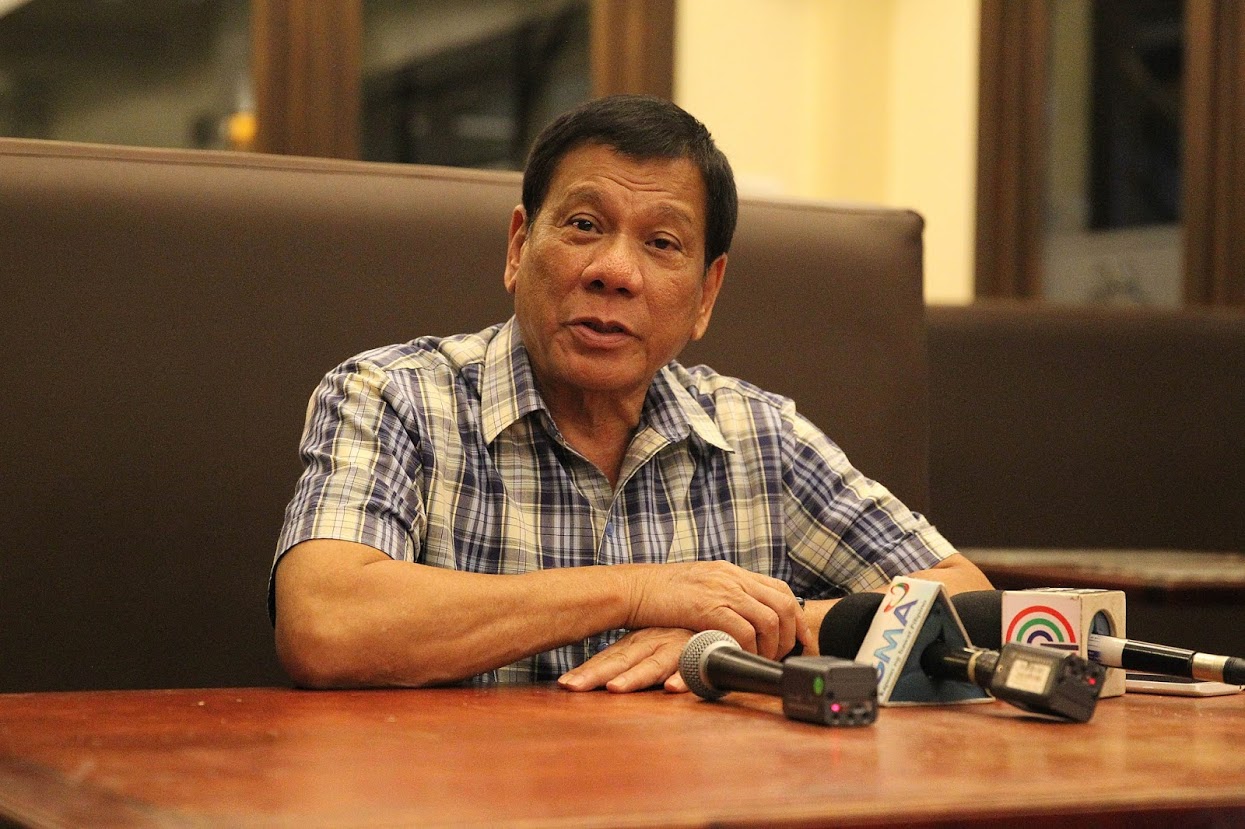 President Rodrigo Roa Duterte, during a press conference at Hotel Elena in Davao City on August 8