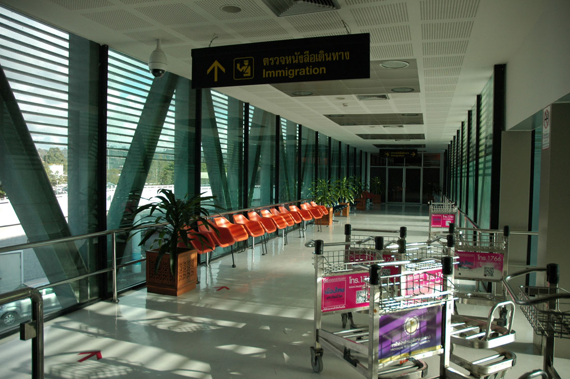 Trolleys at Phuket International Airport.