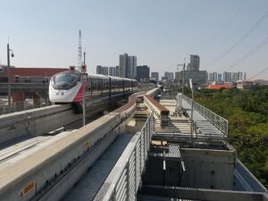 Bangkok MRT Pink Line at Nonthaburi Civic Center Station.