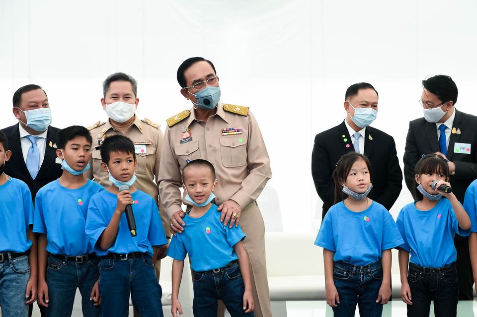 PM Prayut Chan-o-cha during a visit to a school
