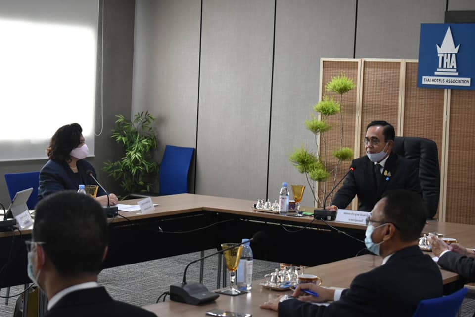 Prayut Chan-o-cha during a meeting at Thai Hotels Association