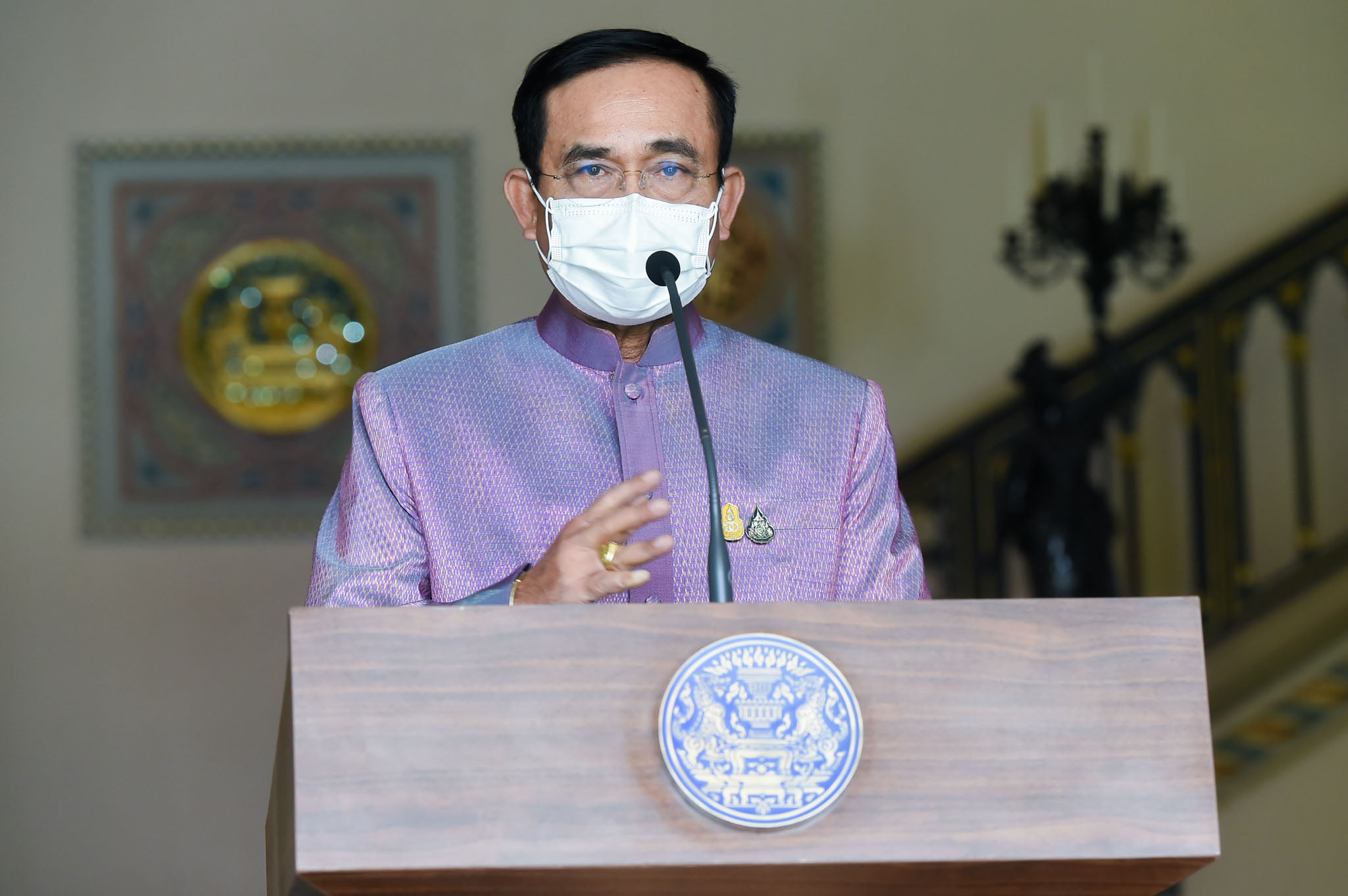 Prayut Chan-o-cha giving a speech during the Covid-19 pandemic