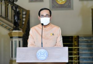 Prayut Chan-o-cha offering a speech during the Covid-19 pandemic