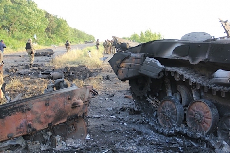 Armored column of pro-Russian troops destroyed
