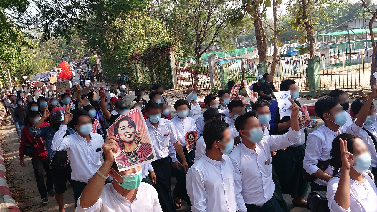 Protest against military coup on 9 Feb 2021 at Hpa-An, Kayin State, Myanmar