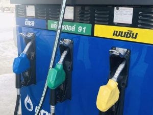Gas pumps at a PTT gas station in Thailand.