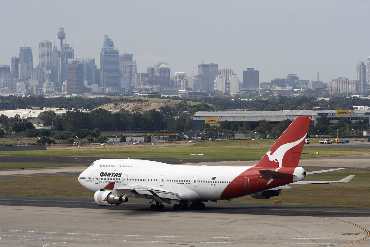 Qantas Boeing 747-400 at Sydney Airport